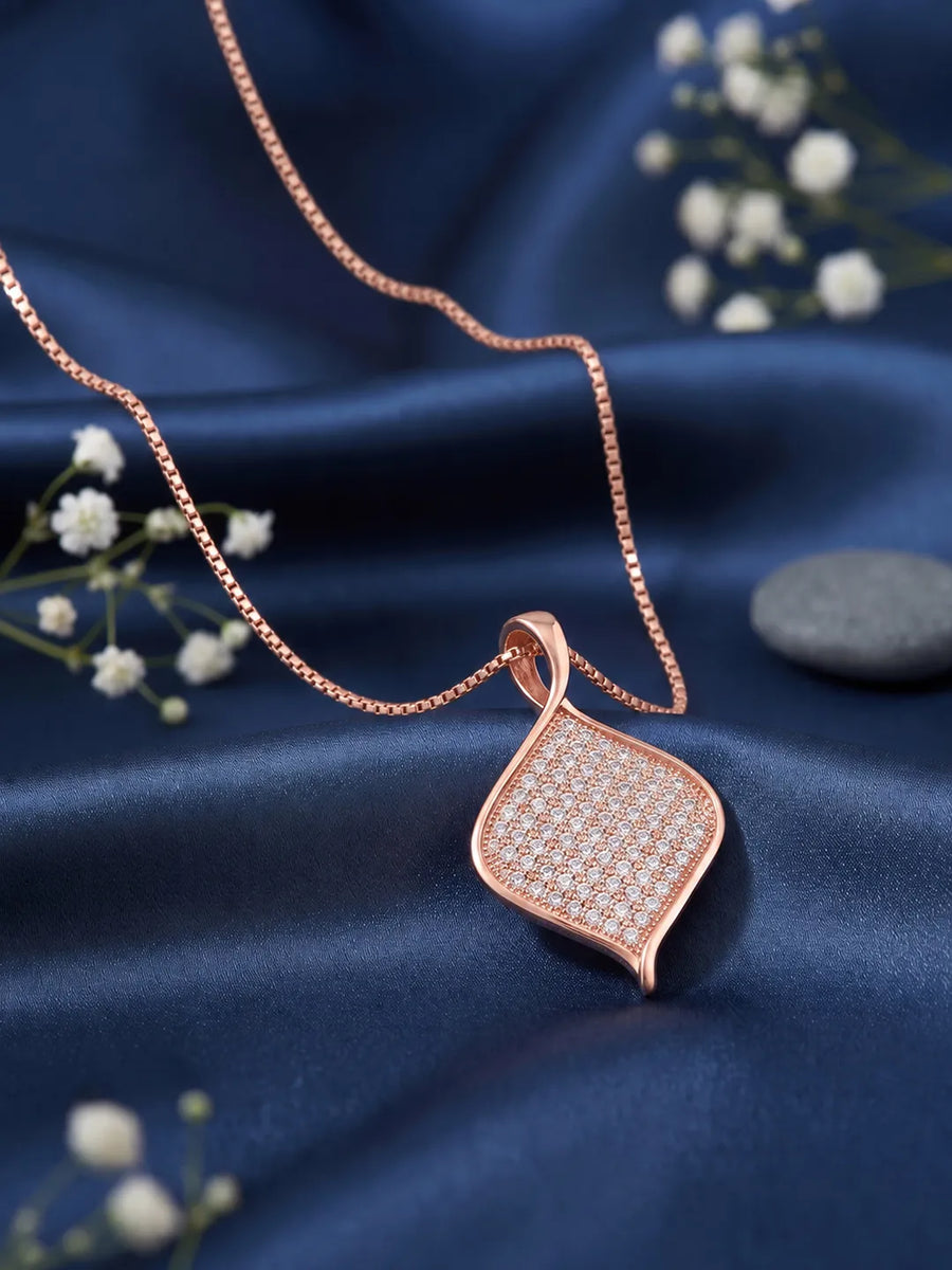 Shimmer Square Pendant Rose Gold Plated