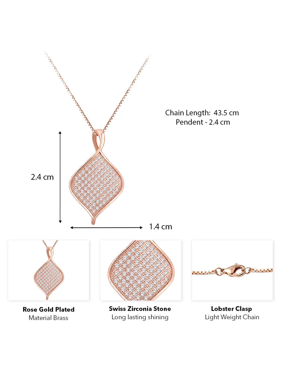 Shimmer Square Pendant Rose Gold Plated