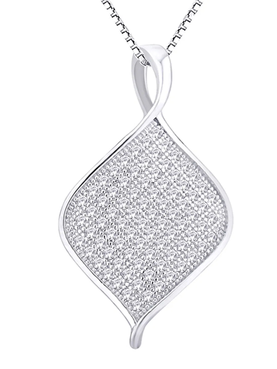 Shimmer Square Pendant Rhodium Plated