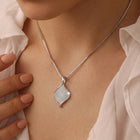 Shimmer Square Pendant Rhodium Plated