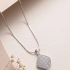 Shimmer Square Pendant Rhodium Plated