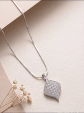 Shimmer Square Pendant Rhodium Plated