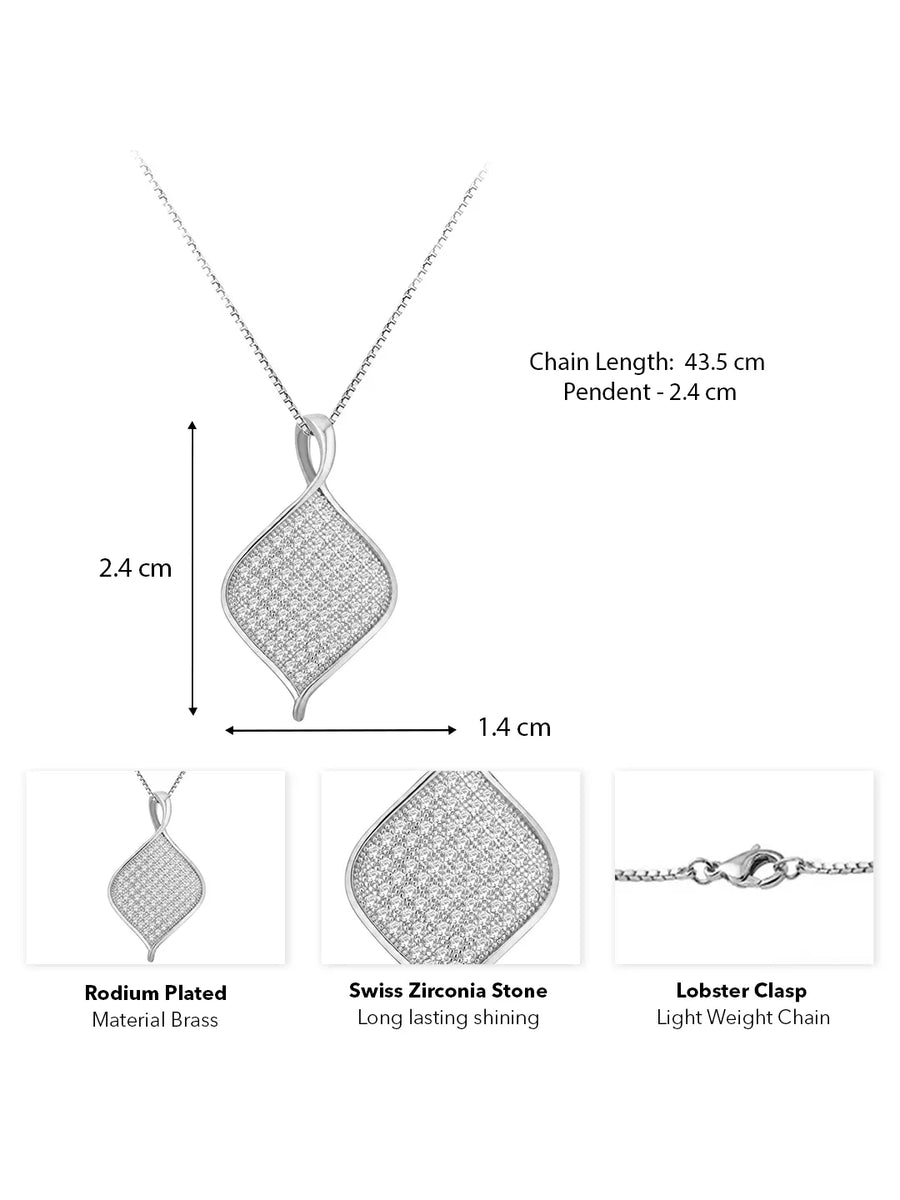 Shimmer Square Pendant Rhodium Plated