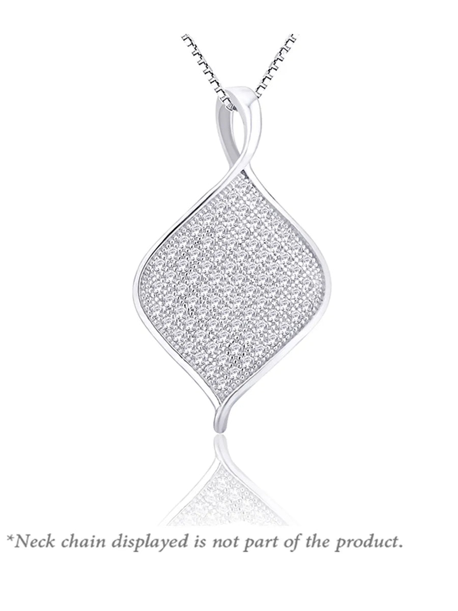 Shimmer Square Pendant Rhodium Plated