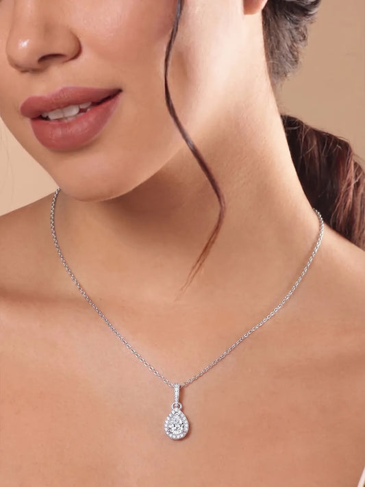 Imperial Teardrop Pendant Rhodium Plated