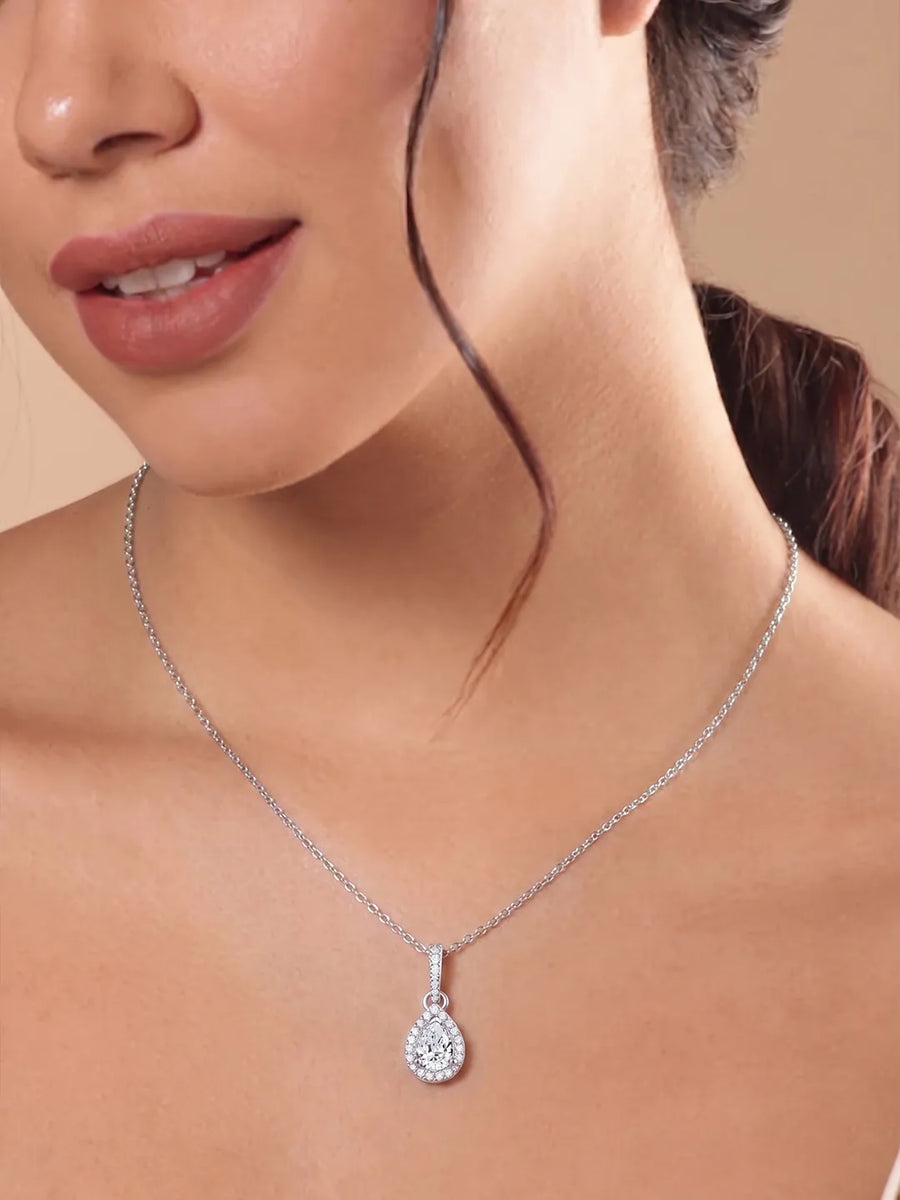 Imperial Teardrop Pendant Rhodium Plated
