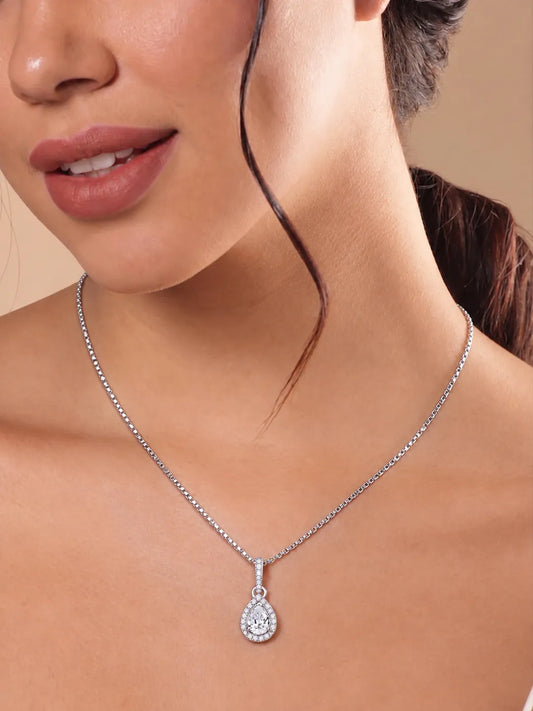 Imperial Teardrop Pendant Rhodium Plated
