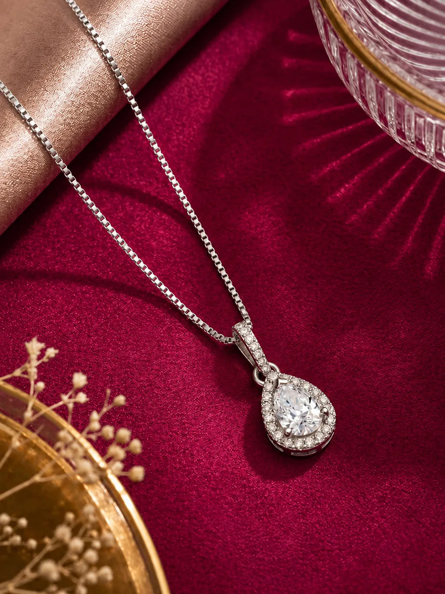 Imperial Teardrop Pendant Rhodium Plated