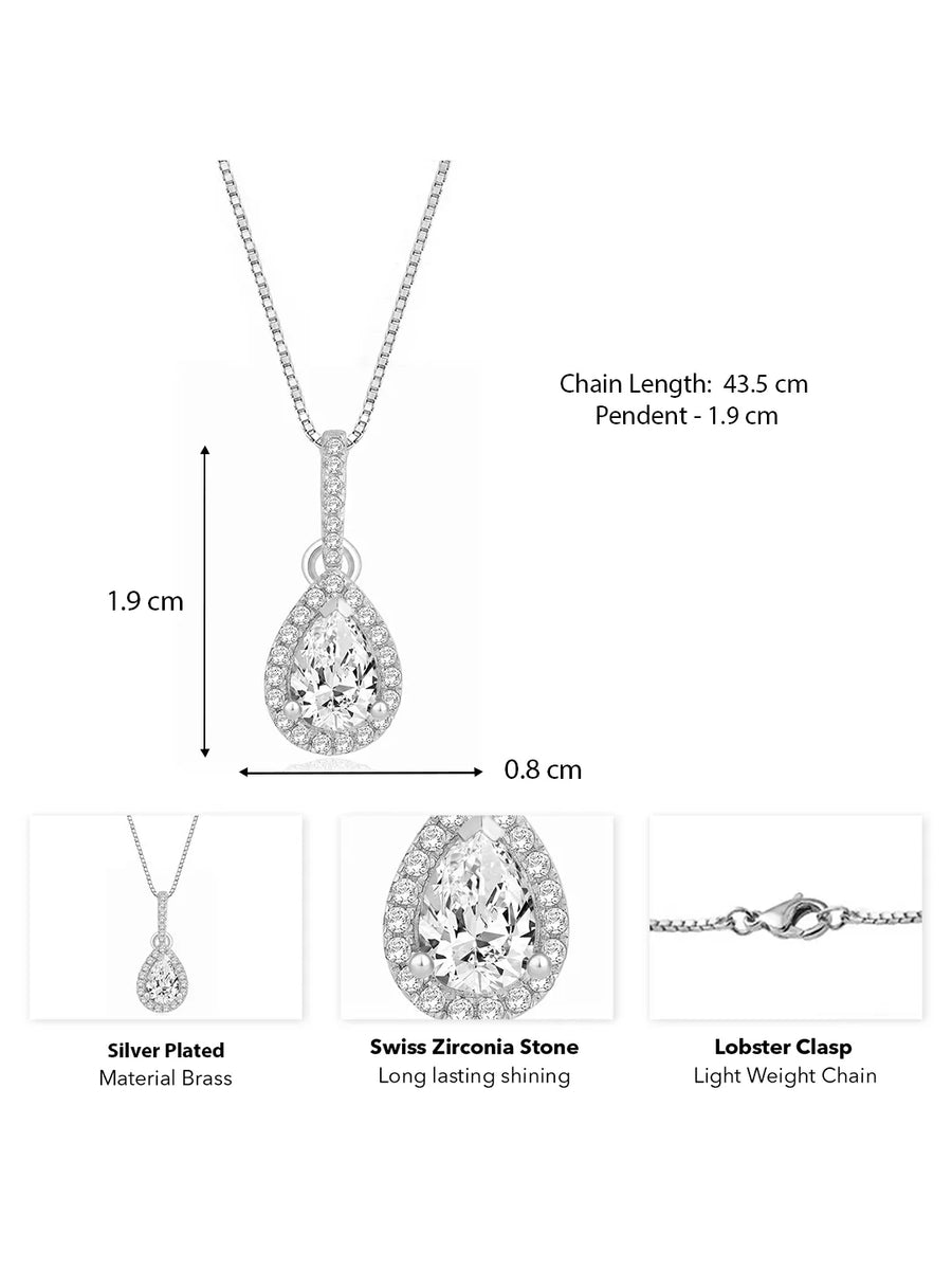 Imperial Teardrop Pendant Rhodium Plated