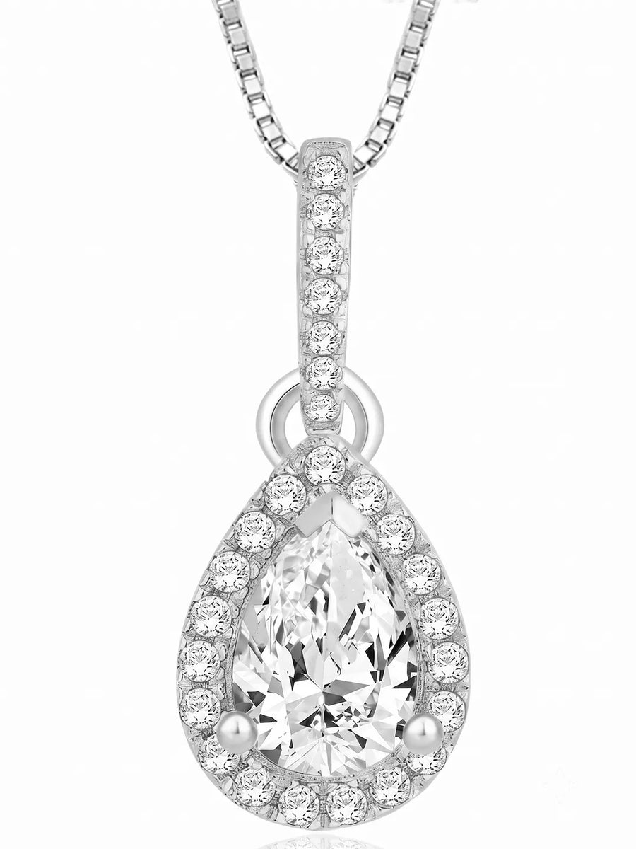 Imperial Teardrop Pendant Rhodium Plated