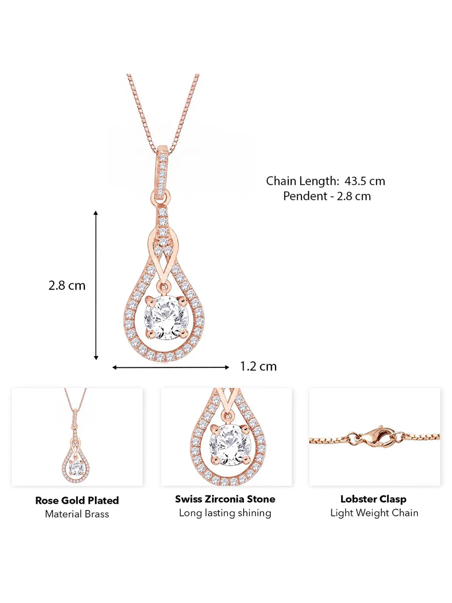 Luxury Teardrop Pendant Rose Gold Plated
