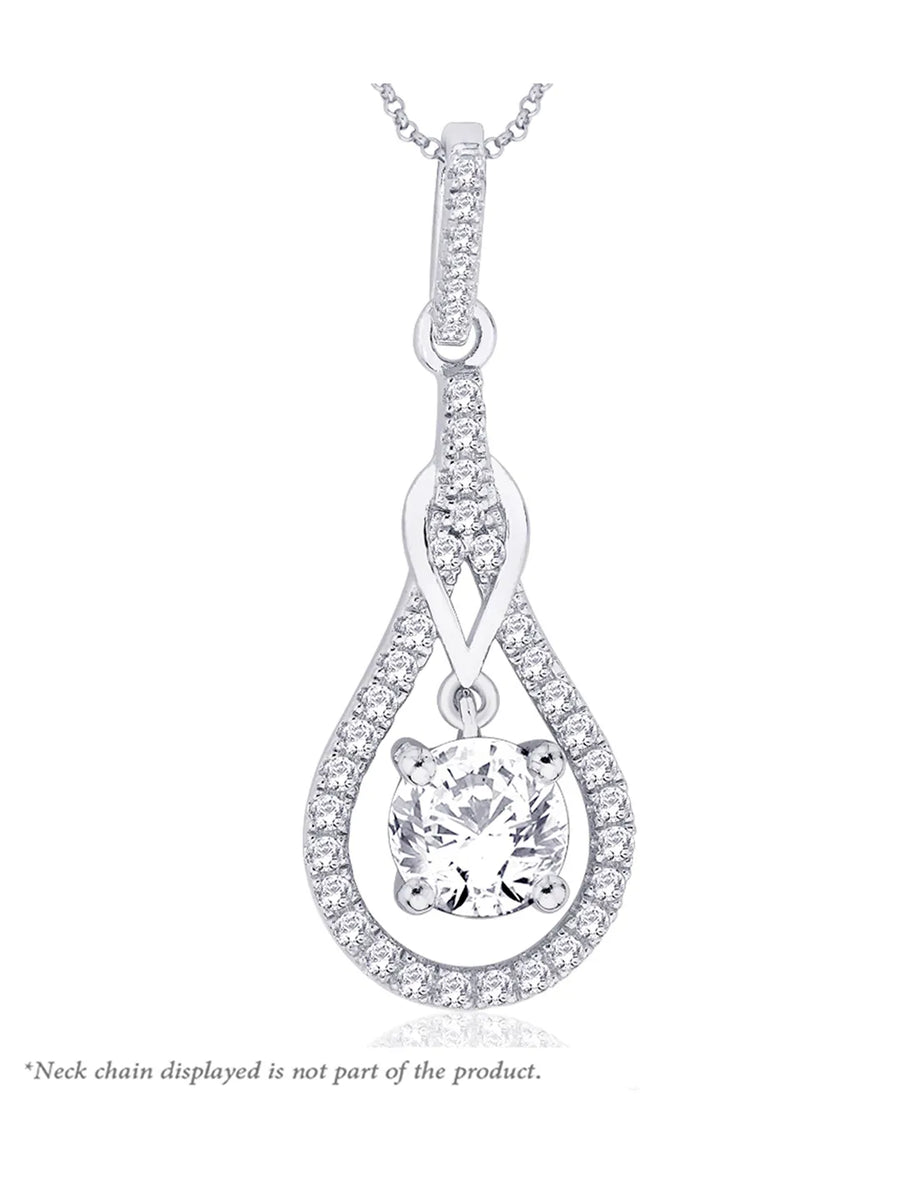 Luxury Teardrop Pendant Rhodium Plated