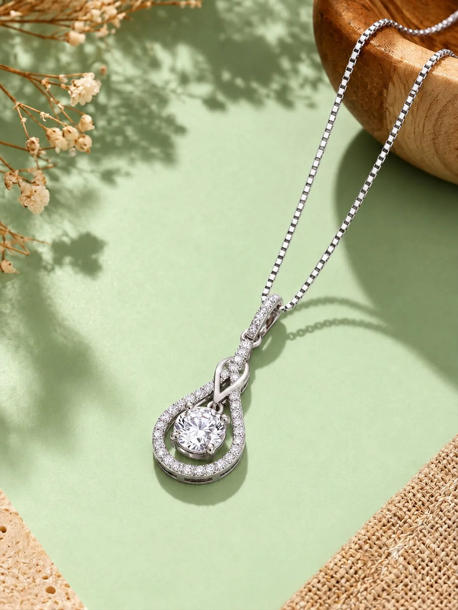 Luxury Teardrop Pendant Rhodium Plated