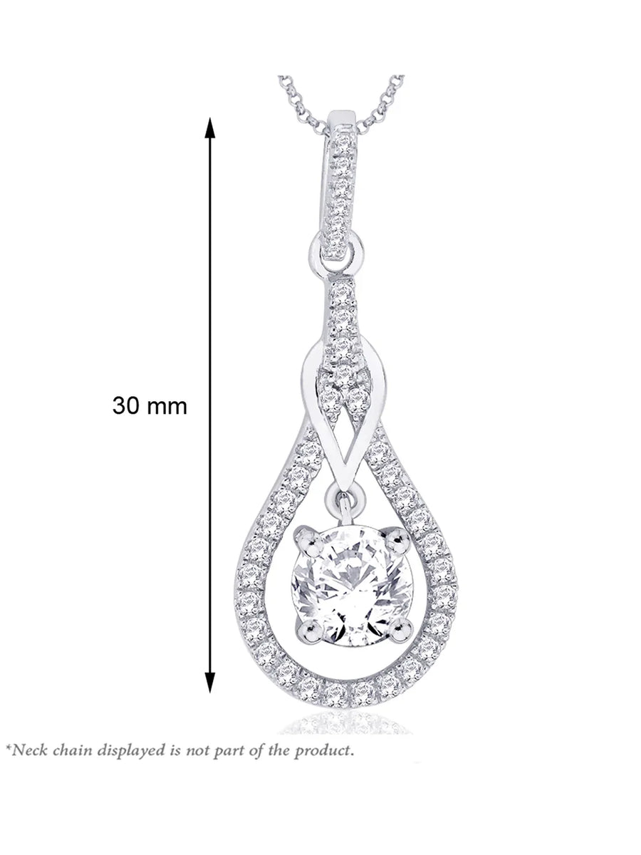 Luxury Teardrop Pendant Rhodium Plated