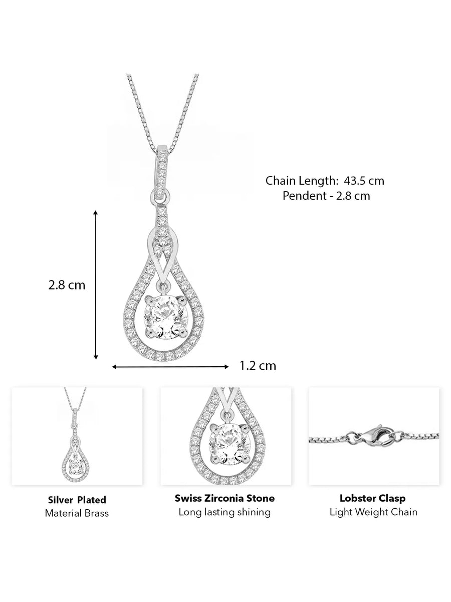 Luxury Teardrop Pendant Rhodium Plated