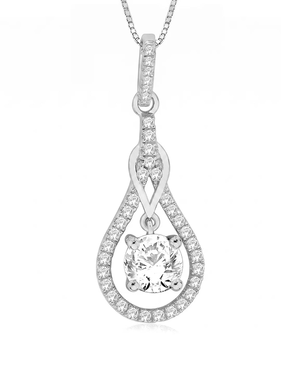 Luxury Teardrop Pendant Rhodium Plated