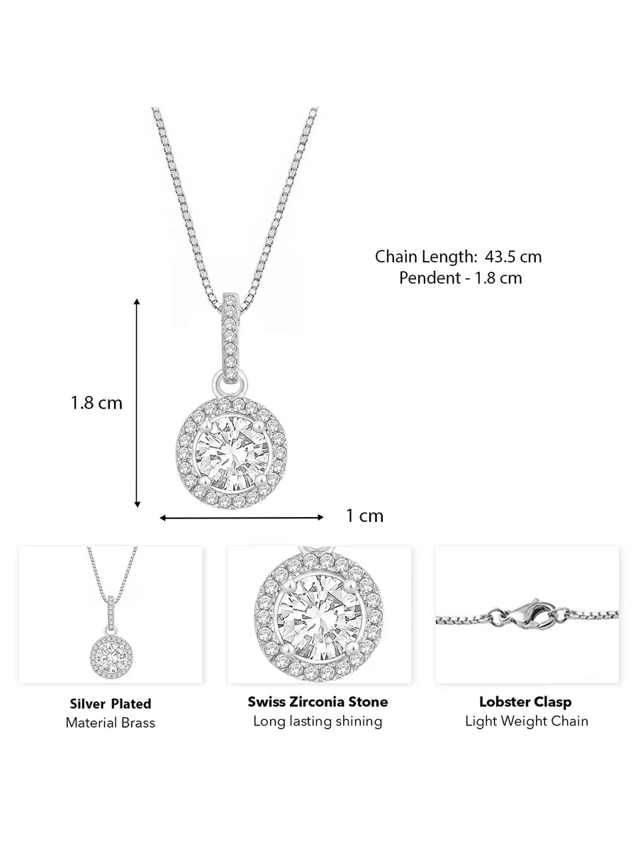 Royal Radiance Pendant Rhodium Plated