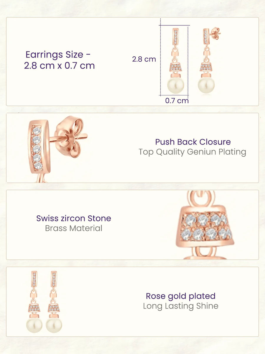 Luxe Pearl Drop Earrings Rose Gold Plated