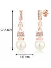 Luxe Pearl Drop Earrings Rose Gold Plated