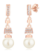 Luxe Pearl Drop Earrings Rose Gold Plated