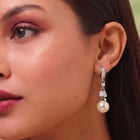 Luxe Pearl Drop Earrings Rhodium Plated