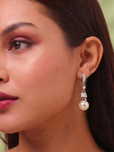 Luxe Pearl Drop Earrings Rhodium Plated