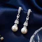 Luxe Pearl Drop Earrings Rhodium Plated