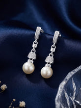 Luxe Pearl Drop Earrings Rhodium Plated