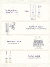 Luxe Pearl Drop Earrings Rhodium Plated