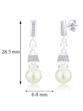 Luxe Pearl Drop Earrings Rhodium Plated