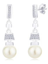 Luxe Pearl Drop Earrings Rhodium Plated