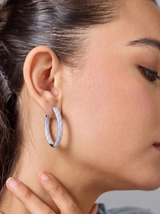 Dazzling Luxe Hoops Rhodium Plated