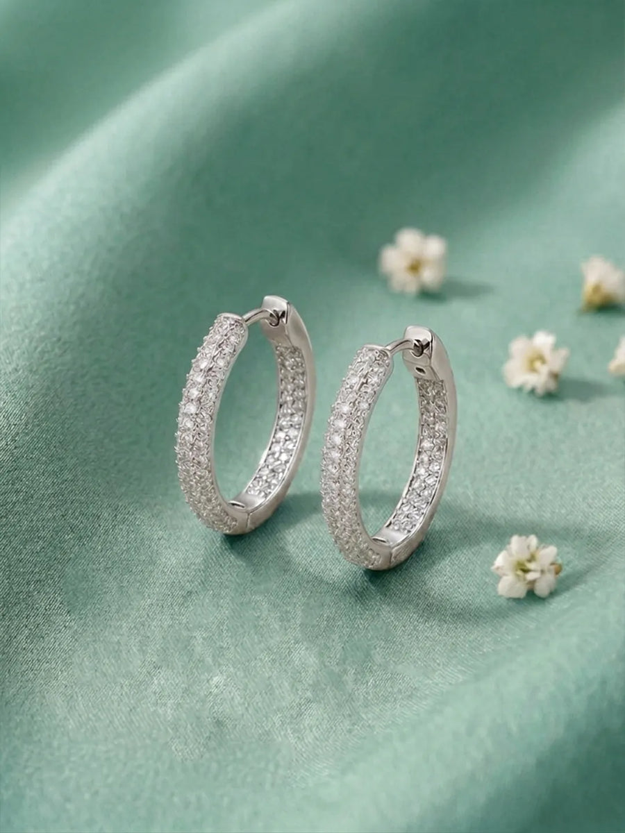 Dazzling Luxe Hoops Rhodium Plated