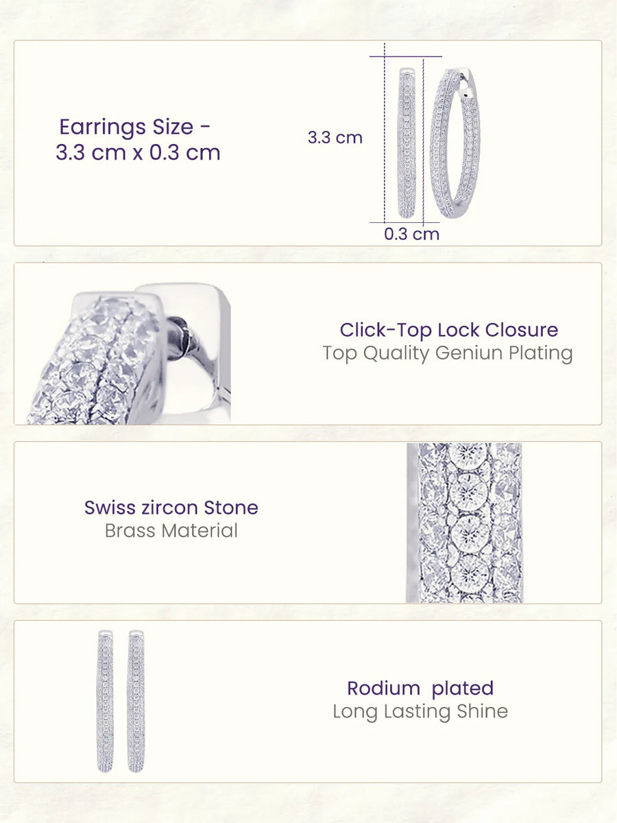 Dazzling Luxe Hoops Rhodium Plated