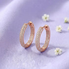 Elite Pave Hoop Earrings Rose Gold Plated