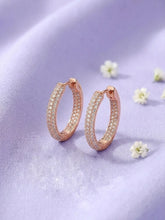 Elite Pave Hoop Earrings Rose Gold Plated