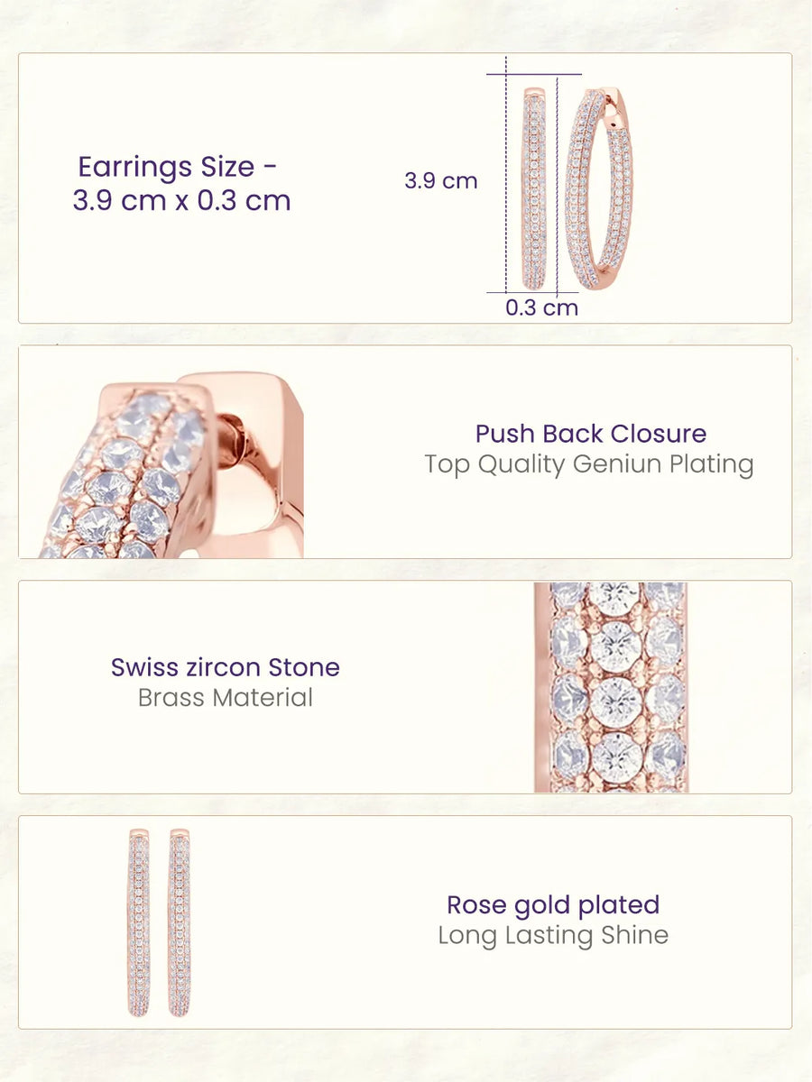 Elite Pave Hoop Earrings Rose Gold Plated