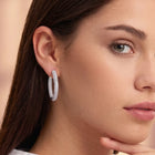Elite Pave Hoop Earrings Rhodium Plated