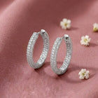 Elite Pave Hoop Earrings Rhodium Plated