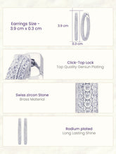 Elite Pave Hoop Earrings Rhodium Plated