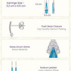 Grand Blue Drop Earrings Rhodium Plated
