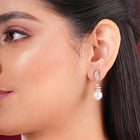 Luminous Pearl Leaf Earrings Rose Gold Plated