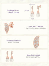 Luminous Pearl Leaf Earrings Rose Gold Plated