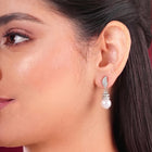 Luminous Pearl Leaf Earrings Rhodium Plated