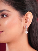 Luminous Pearl Leaf Earrings Rhodium Plated