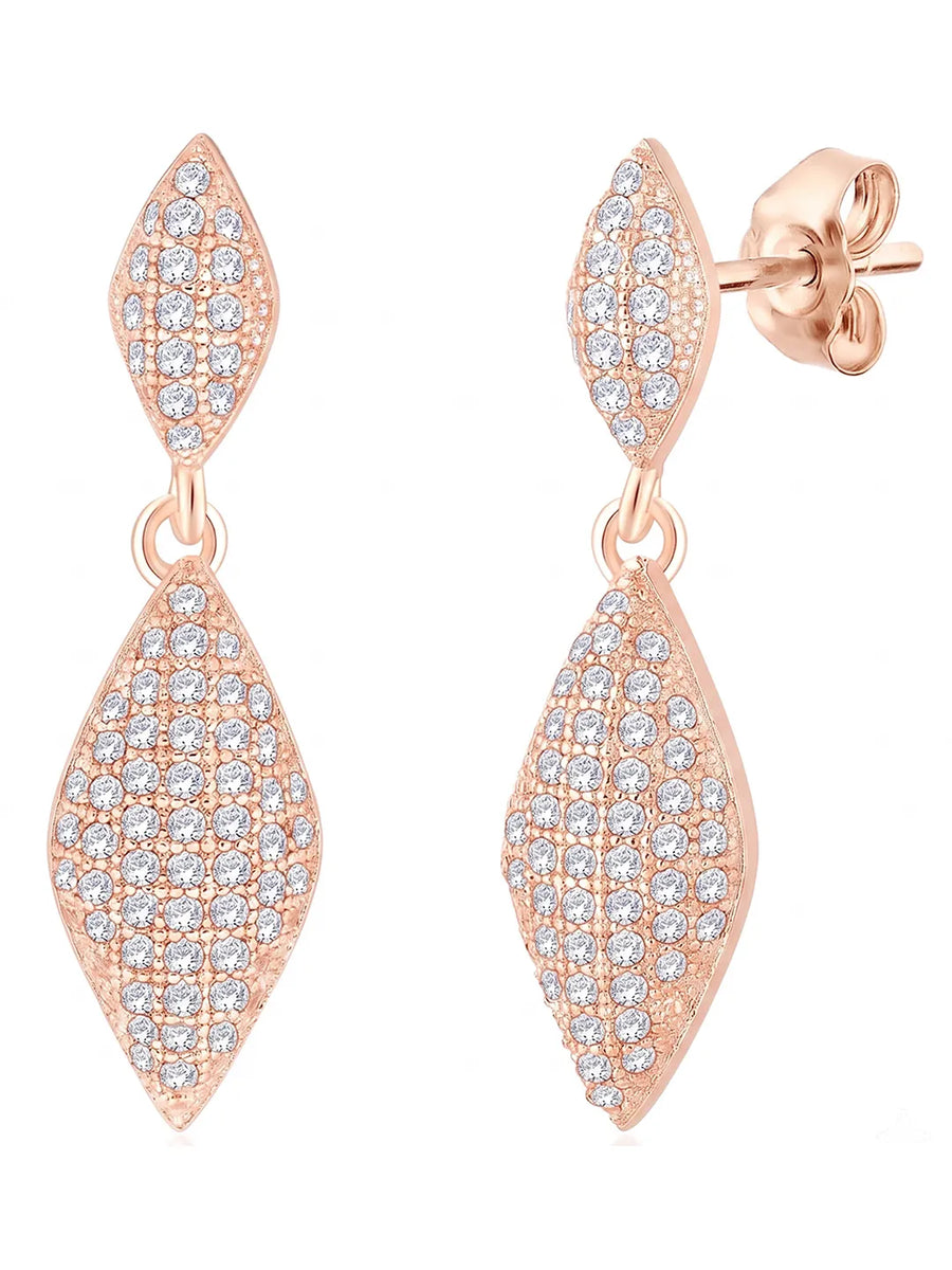 Majestic Leaf Earrings Rose Gold Plated