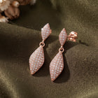 Majestic Leaf Earrings Rose Gold Plated
