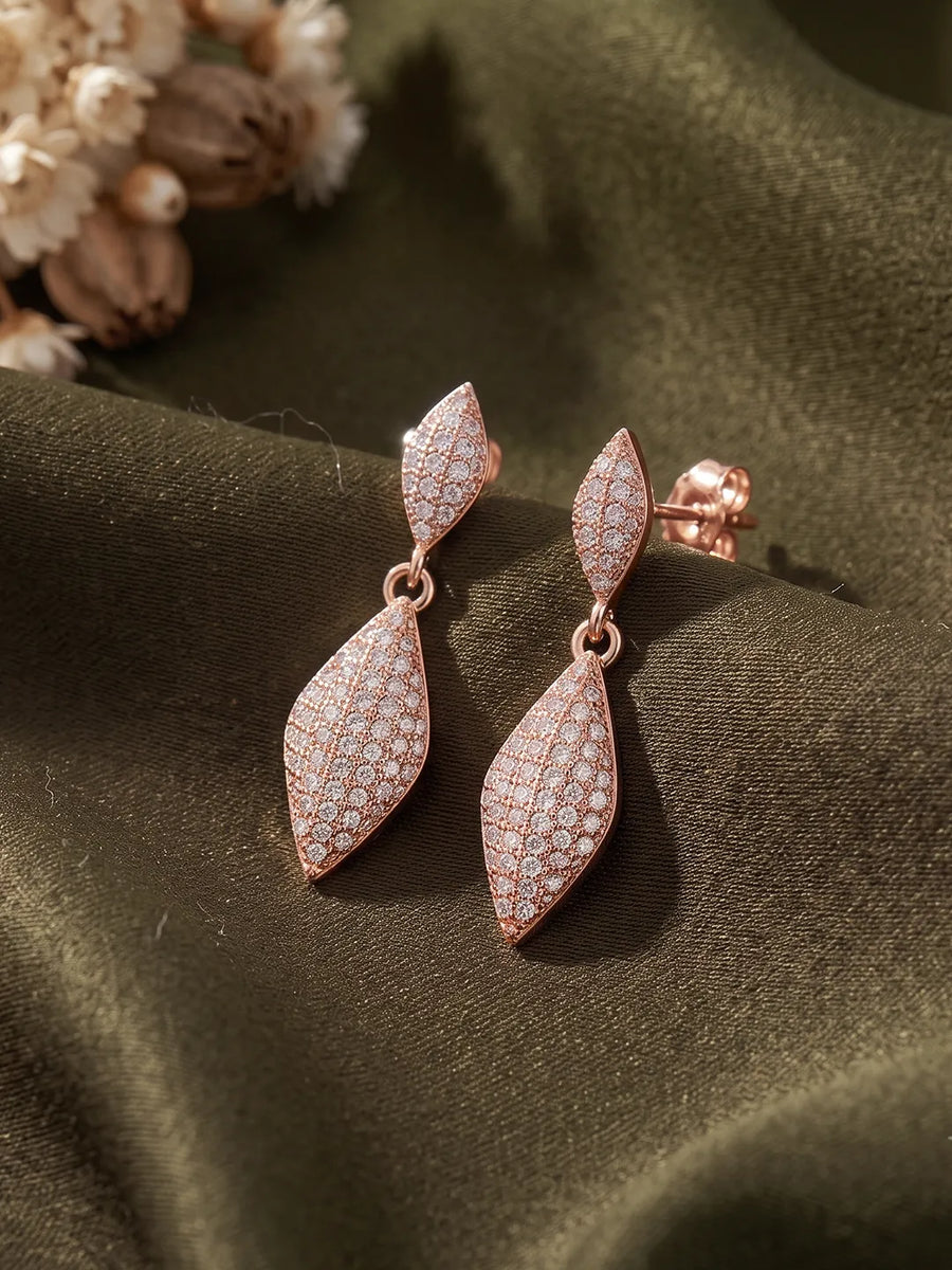 Majestic Leaf Earrings Rose Gold Plated