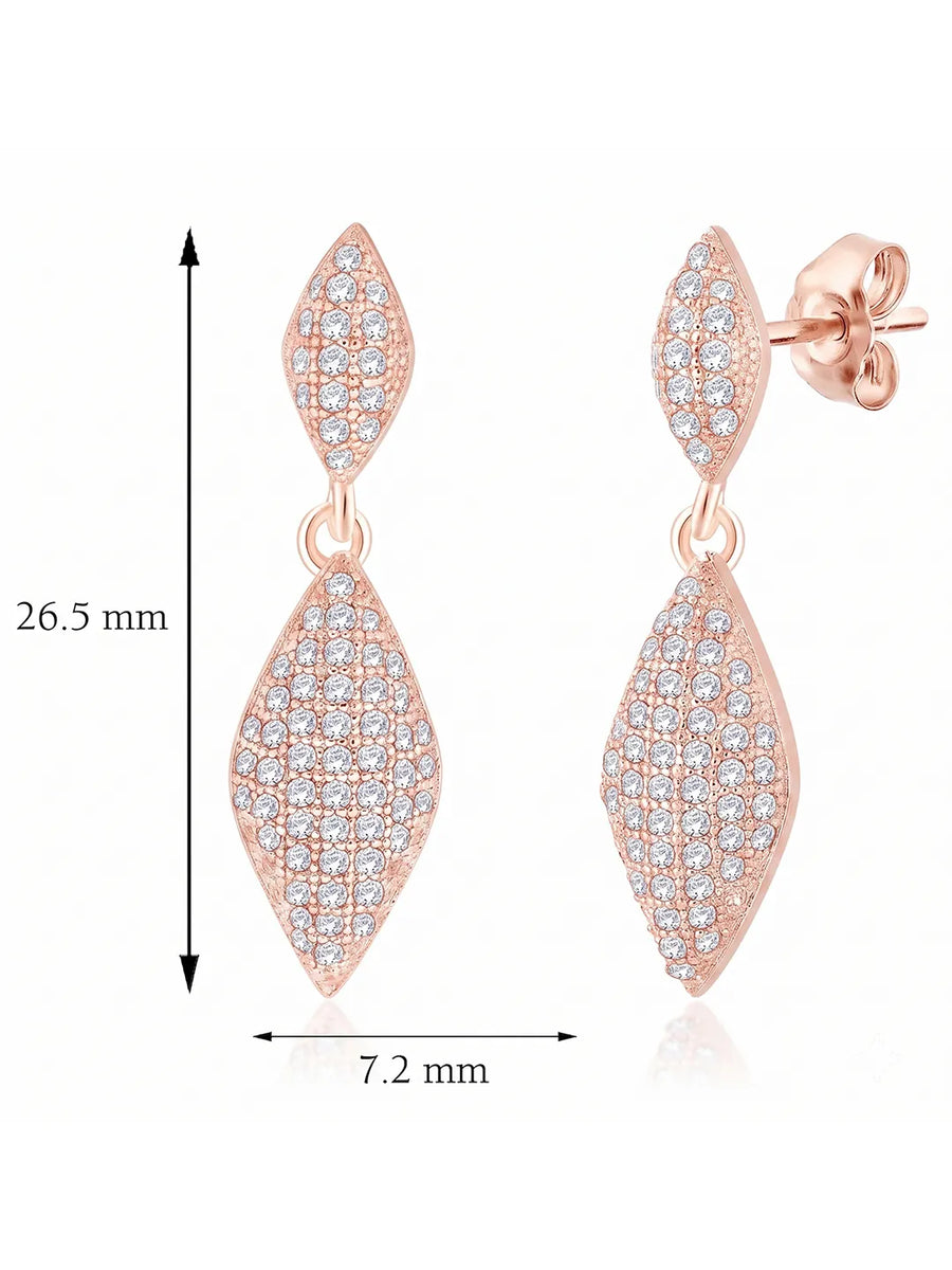 Majestic Leaf Earrings Rose Gold Plated