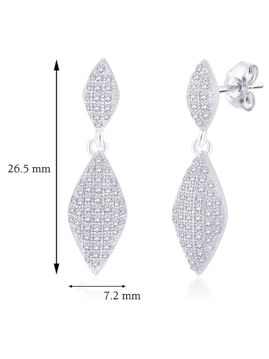 Majestic Leaf Earrings Rhodium Plated